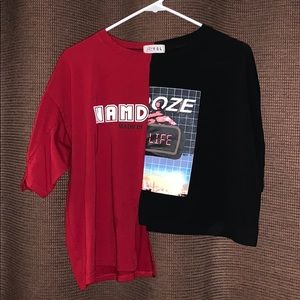 Zaful Half Cropped Graphic T Shirt